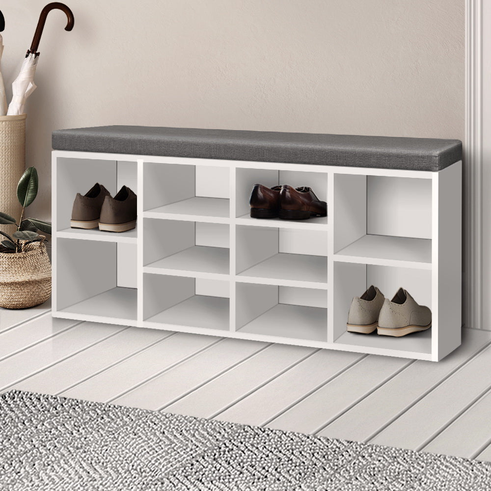 Fabric Shoe Bench with Storage Cubes - White - image8