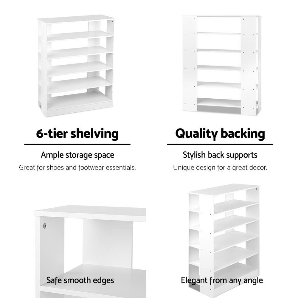 6-Tier Shoe Rack Cabinet - White - image6