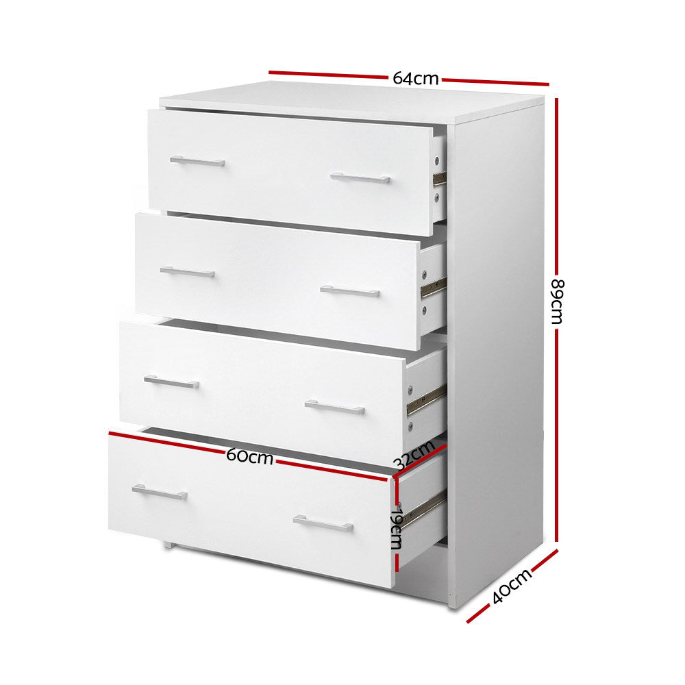 Tallboy 4 Drawers Storage Cabinet - White - image2