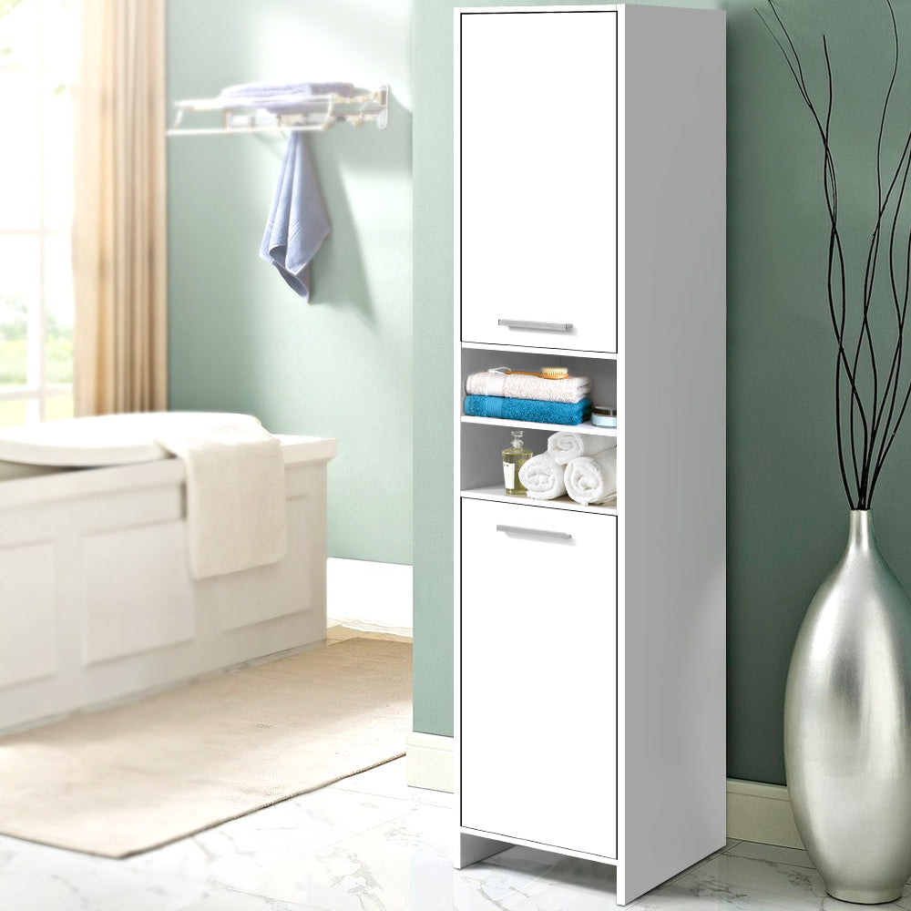 185cm Bathroom Tallboy Toilet Storage Cabinet Laundry Cupboard Adjustable Shelf White - image7