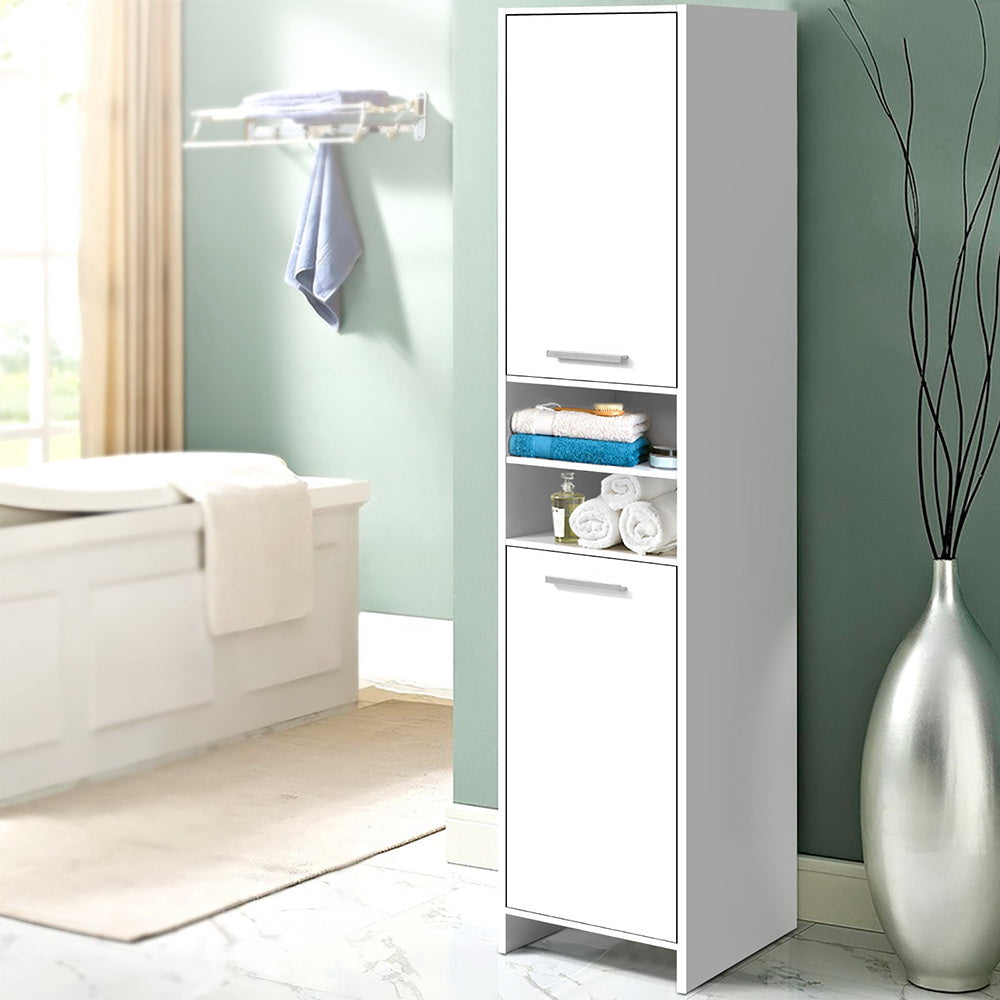 185cm Bathroom Tallboy Toilet Storage Cabinet Laundry Cupboard Adjustable Shelf White - image8