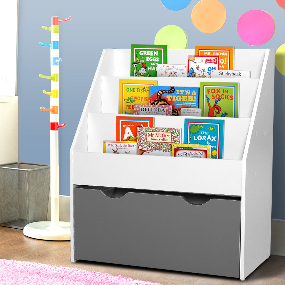 Kids Bookshelf Childrens Bookcase Organiser Storage Shelf Wooden White - image7