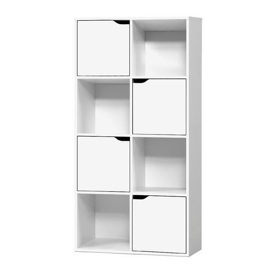 Display Shelf 8 Cube Storage 4 Door Cabinet Organiser Bookshelf Unit White - image1