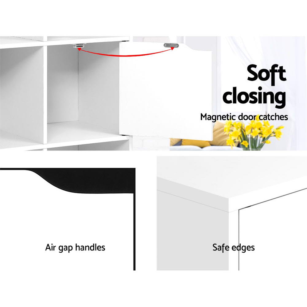 Display Shelf 8 Cube Storage 4 Door Cabinet Organiser Bookshelf Unit White - image5