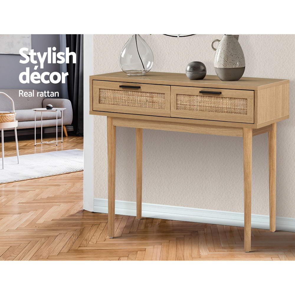 Rattan Console Table Drawer Storage Hallway Tables Drawers - image3