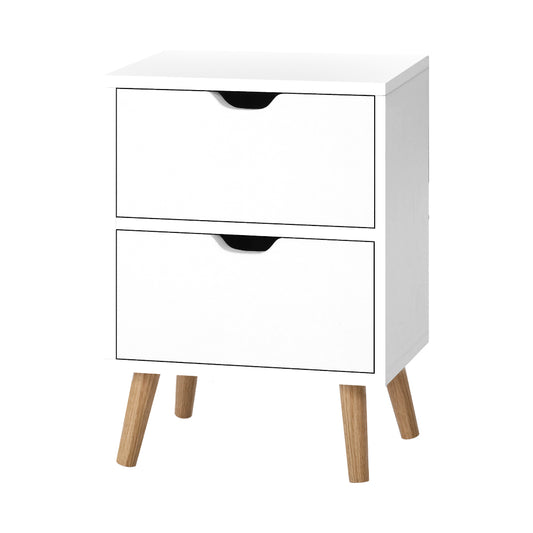 Bedside Tables Drawers Side Table Nightstand White Storage Cabinet Wood - image1