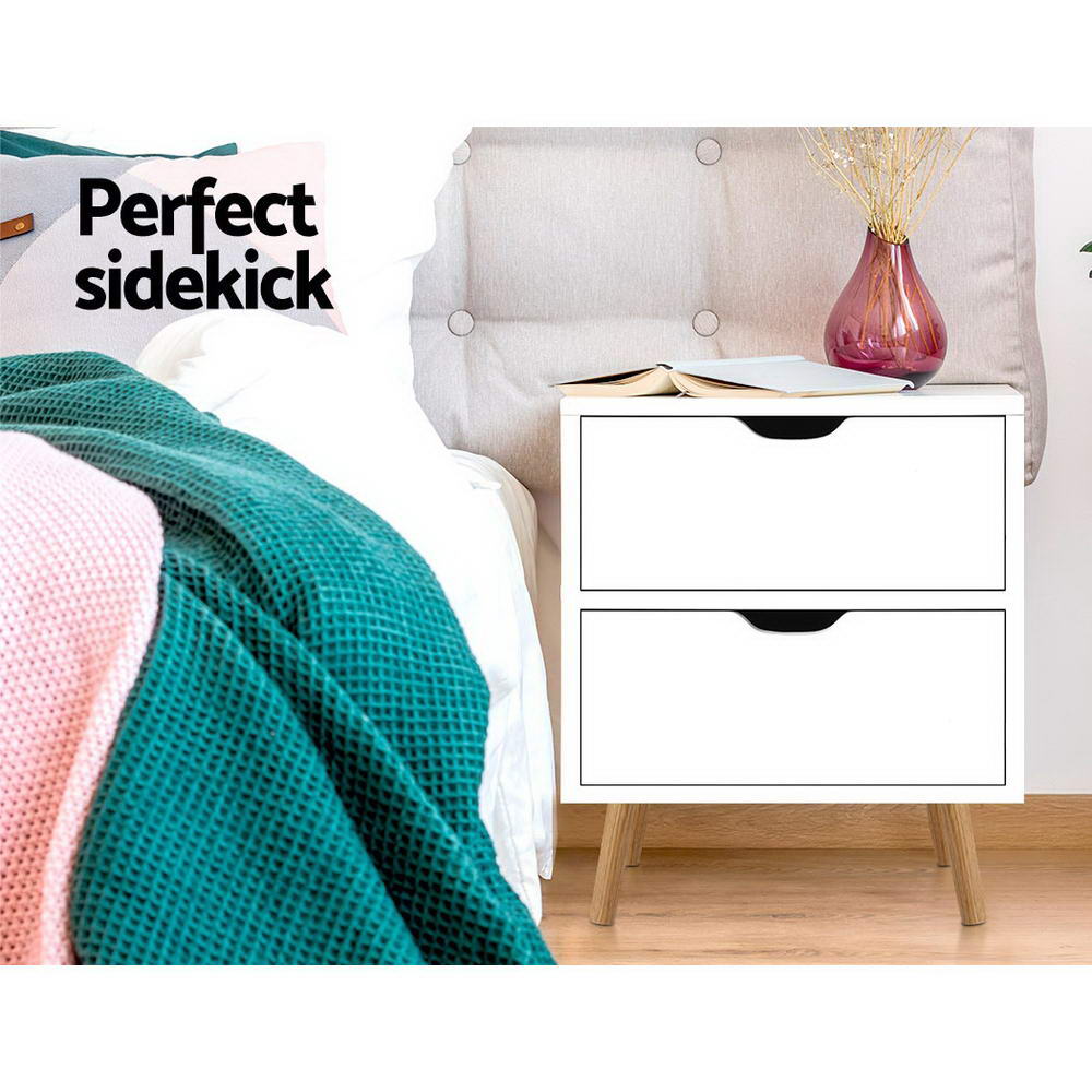 Bedside Tables Drawers Side Table Nightstand White Storage Cabinet Wood - image5