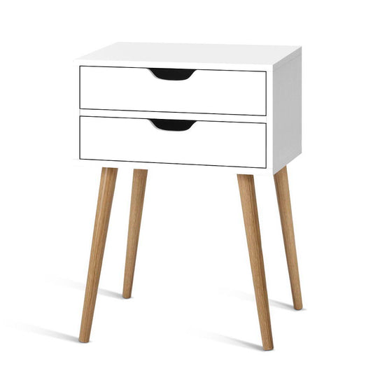 Bedside Tables Drawers Side Table Nightstand Wood Storage Cabinet White - image1