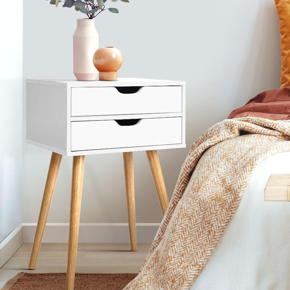 Bedside Tables Drawers Side Table Nightstand Wood Storage Cabinet White - image6