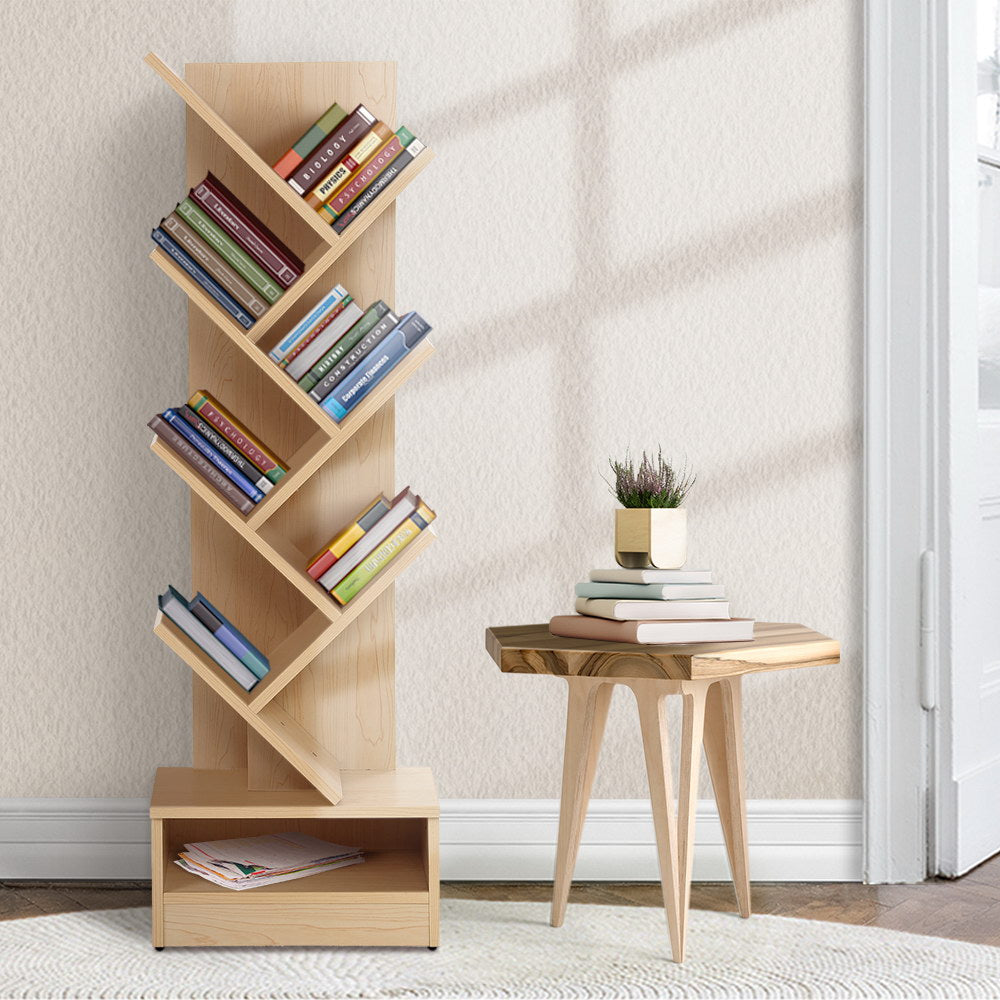 Display Shelf 7-Shelf Tree Bookshelf Book Storage Rack Bookcase Natural - image7