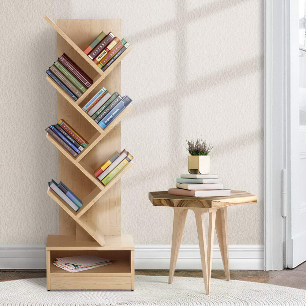 Display Shelf 7-Shelf Tree Bookshelf Book Storage Rack Bookcase Natural - image8