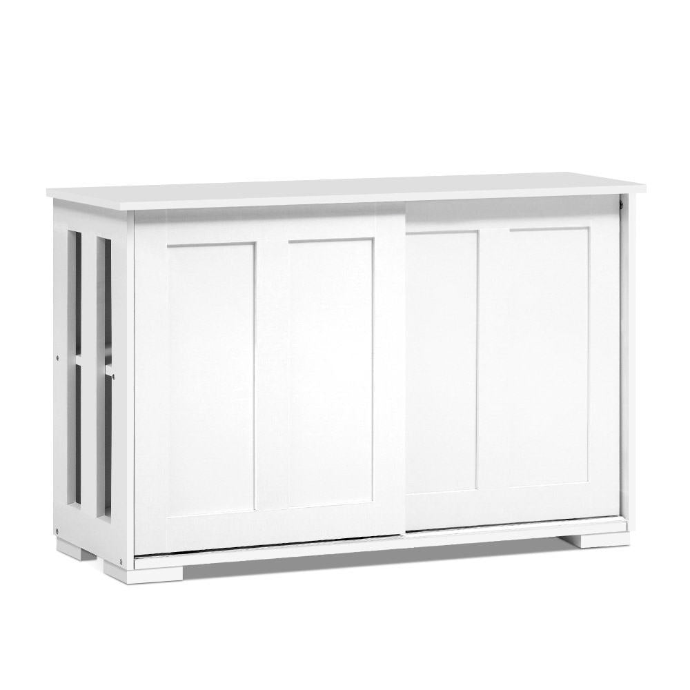 Buffet Sideboard Cabinet White Doors Storage Shelf Cupboard Hallway Table White - image1