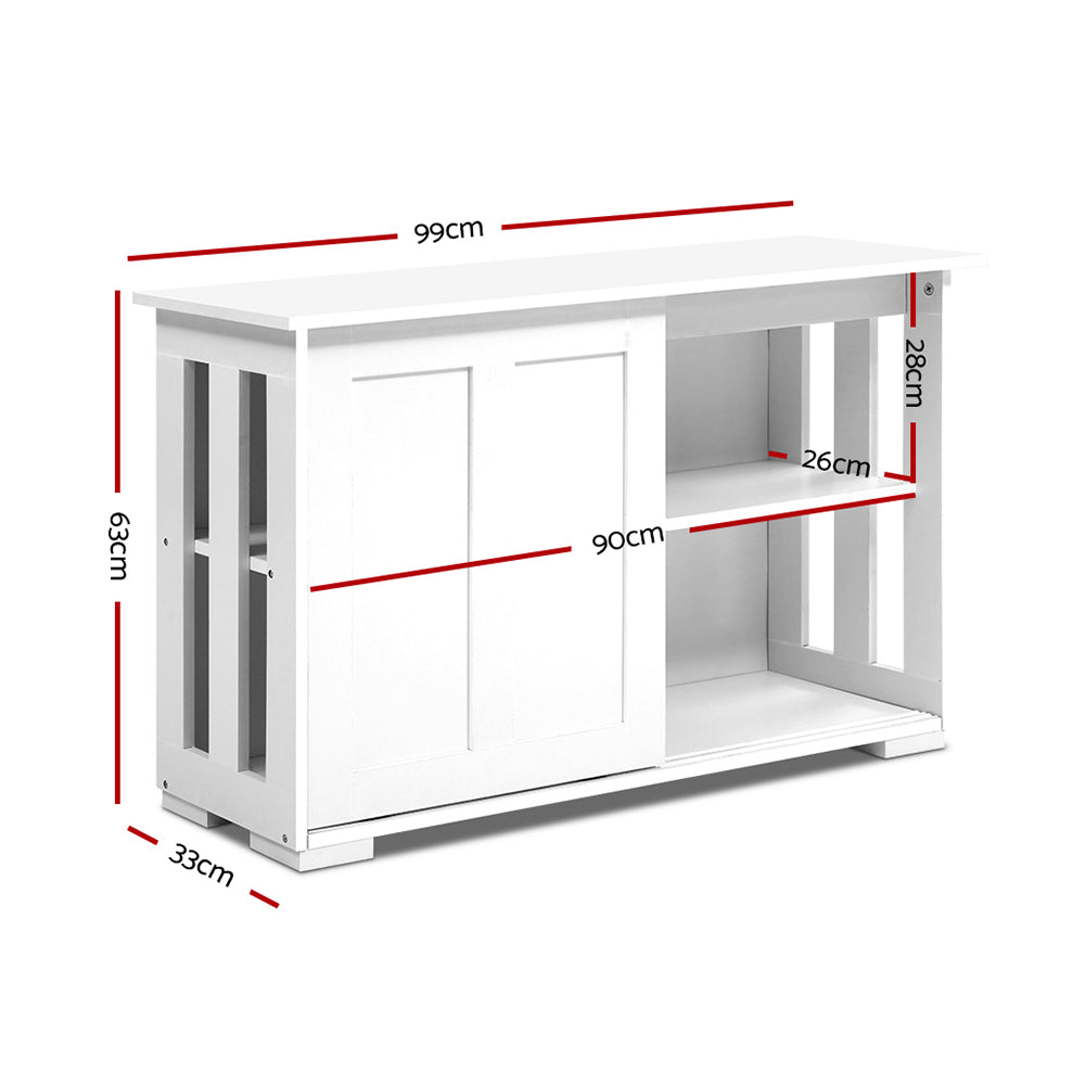 Buffet Sideboard Cabinet White Doors Storage Shelf Cupboard Hallway Table White - image2