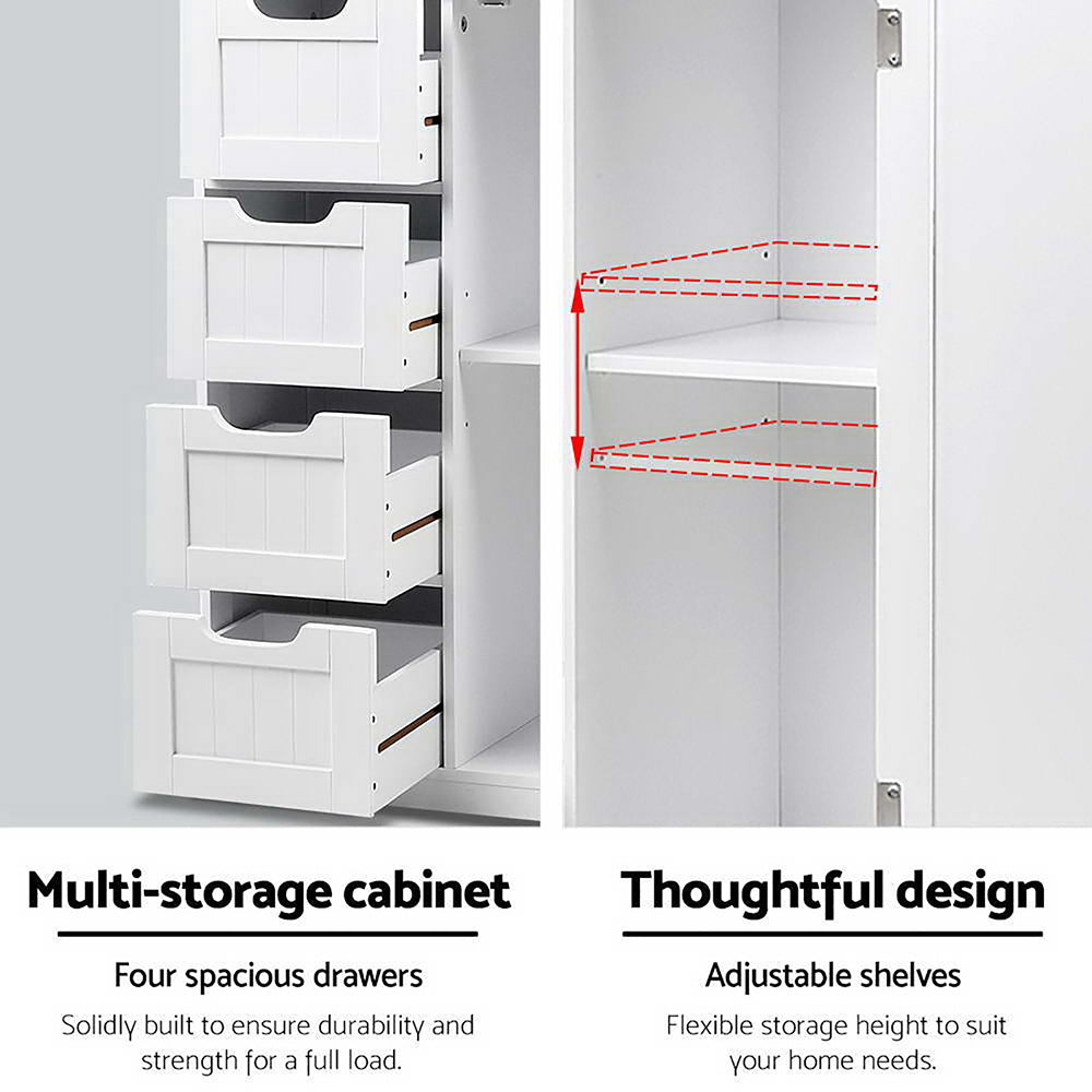 Bathroom Tallboy Storage Cabinet - White - image4