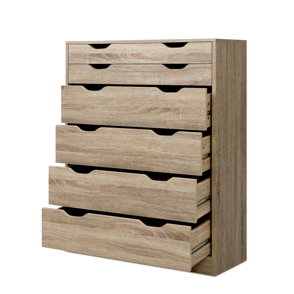 6 Chest of Drawers Tallboy Dresser Table Storage Cabinet Oak Bedroom - image1