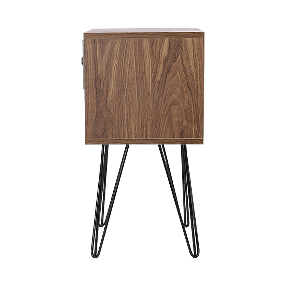 Bedside Table with Drawer - Grey & Walnut - image4