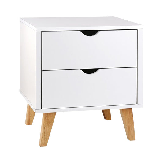 2 Drawer Wooden Bedside Tables - White - image1
