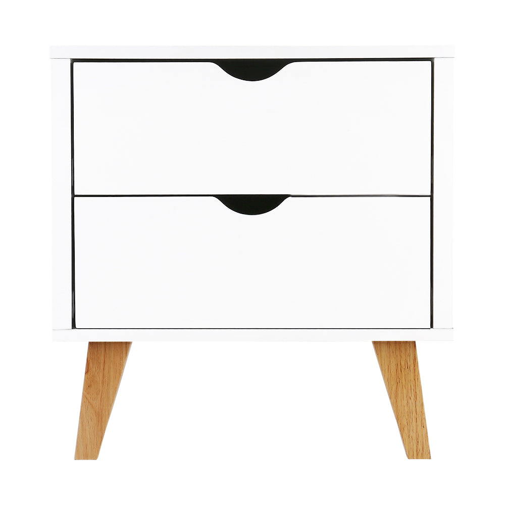 2 Drawer Wooden Bedside Tables - White - image3
