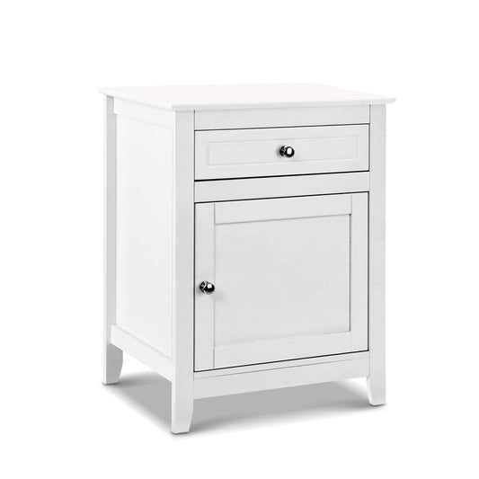 Bedside Tables Big Storage Drawers Cabinet Nightstand Lamp Chest White - image1