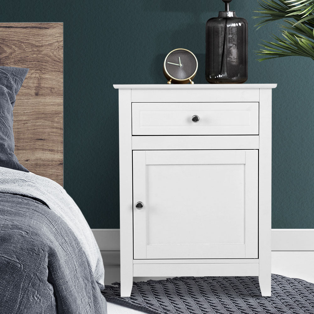 Bedside Tables Big Storage Drawers Cabinet Nightstand Lamp Chest White - image7