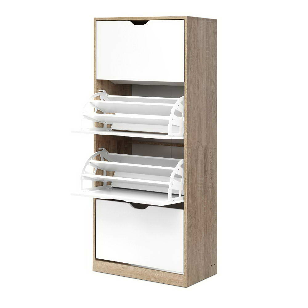 48 Pairs Shoe Cabinet Rack Organiser Storage Shelf Wooden - image1