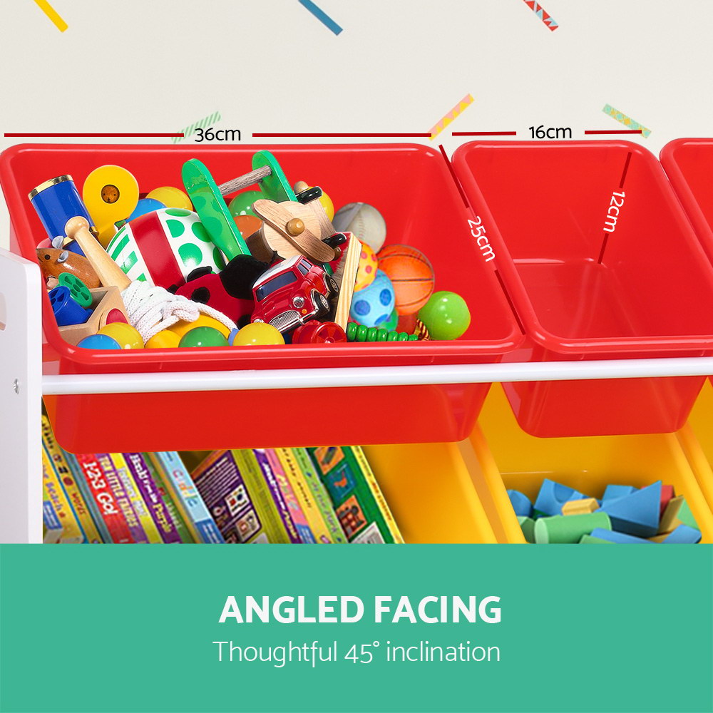 12 Plastic Bins Kids Toy Organiser Box Bookshelf Storage Children Rack - image6