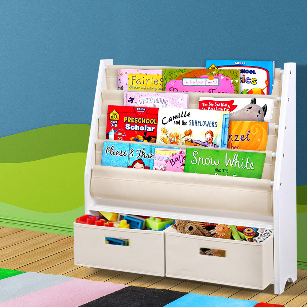 4 tier Kids Bookshelf Wooden Bookcase Children Toy Organiser Display Rack - image7