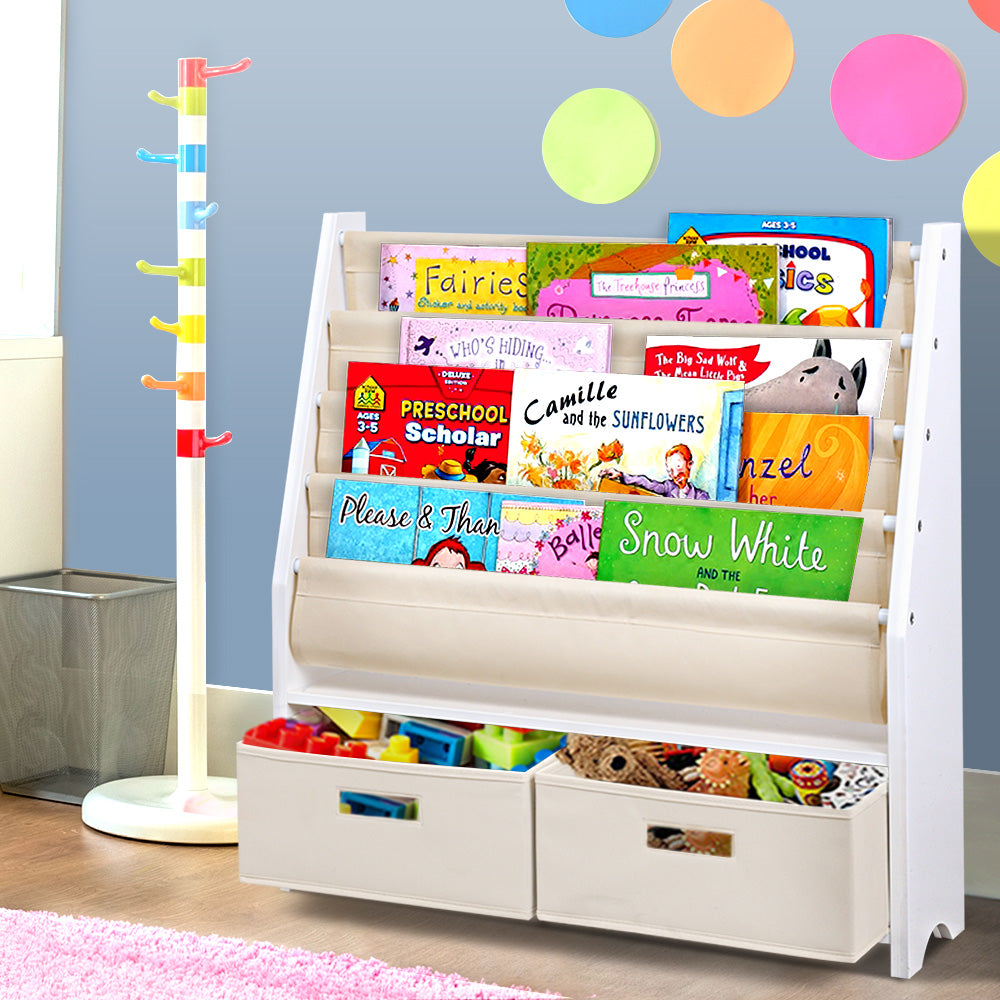 4 tier Kids Bookshelf Wooden Bookcase Children Toy Organiser Display Rack - image8