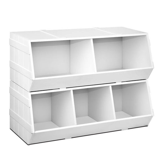 Kids Toy Box Stackable Bookshelf Storage Organiser Bookcase Shelf - image1