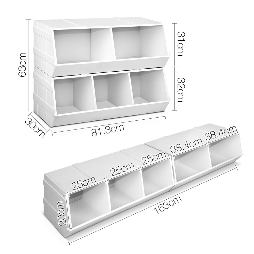 Kids Toy Box Stackable Bookshelf Storage Organiser Bookcase Shelf - image2
