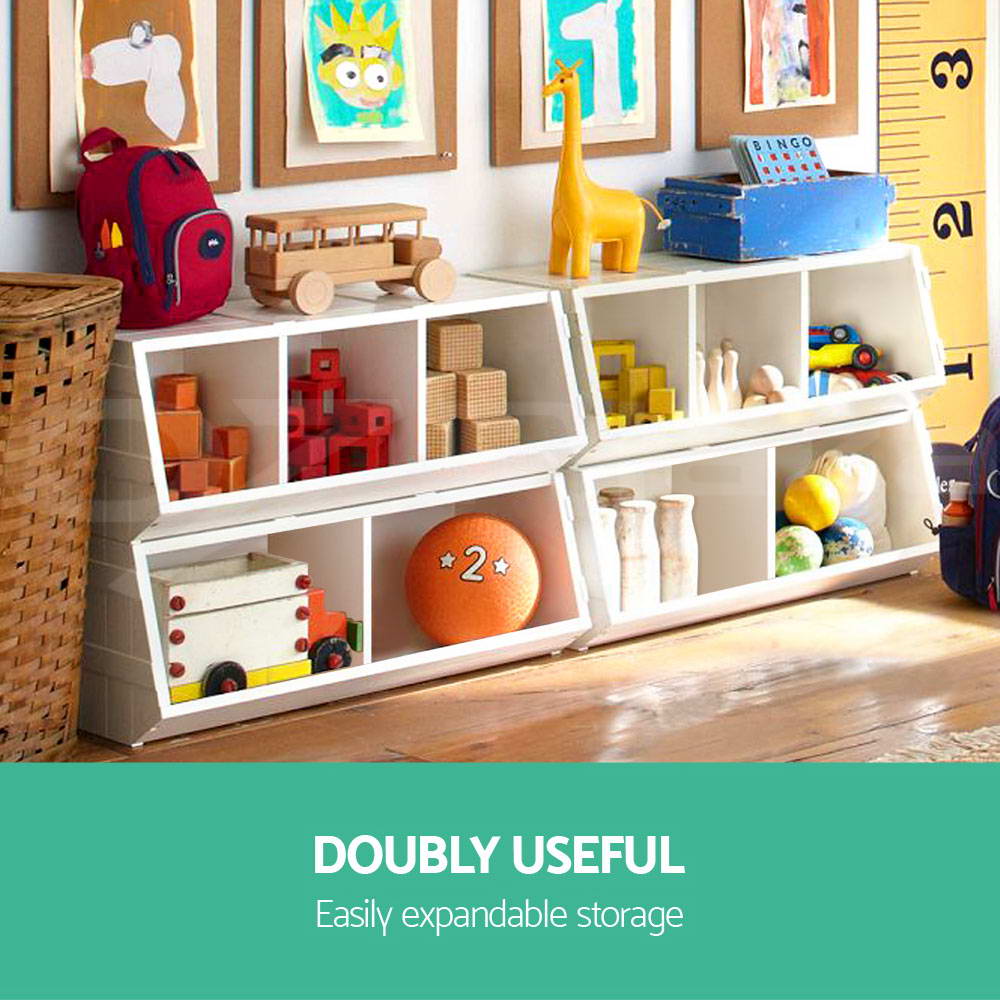 Kids Toy Box Stackable Bookshelf Storage Organiser Bookcase Shelf - image5