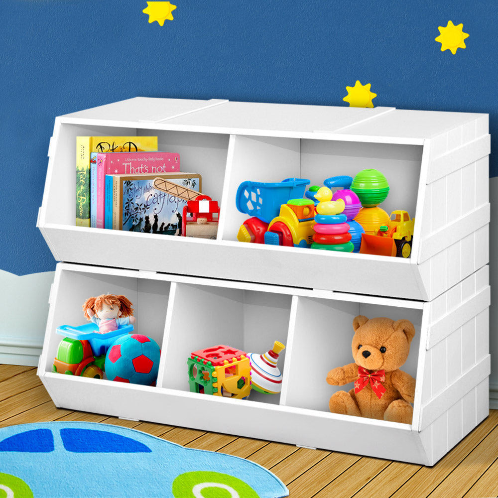 Kids Toy Box Stackable Bookshelf Storage Organiser Bookcase Shelf - image7
