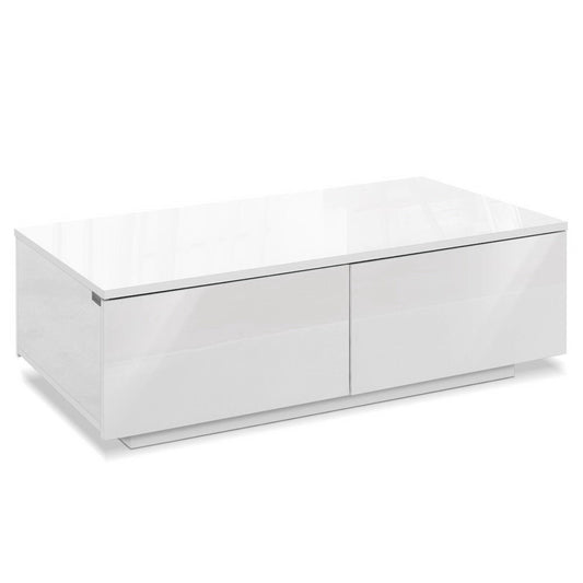 Modern Coffee Table 4 Storage Drawers High Gloss Living Room Furniture White - image1