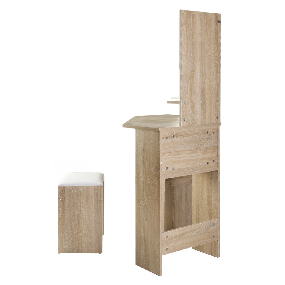 Artiss Corner Dressing Table Mirror Stool Set Makeup Vanity Desk Chair Oak - image4