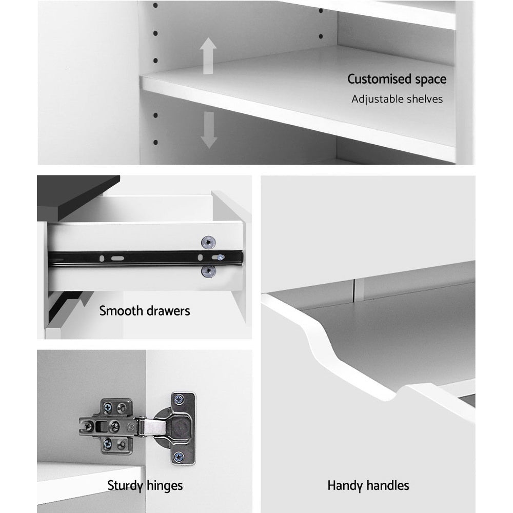 Shoe Cabinet Shoes Storage Rack High Gloss Organiser Cupboard White - image7