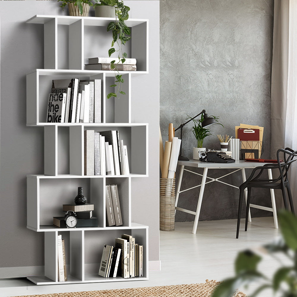 5 Tier Bookshelf Display Shelf CD Cabinet Bookcase Stand Storage White - image8