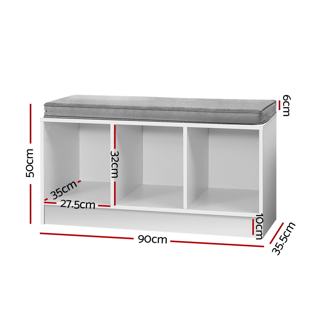 Shoe Cabinet Bench Shoes Organiser Storage Rack Shelf White Box Seat - image2