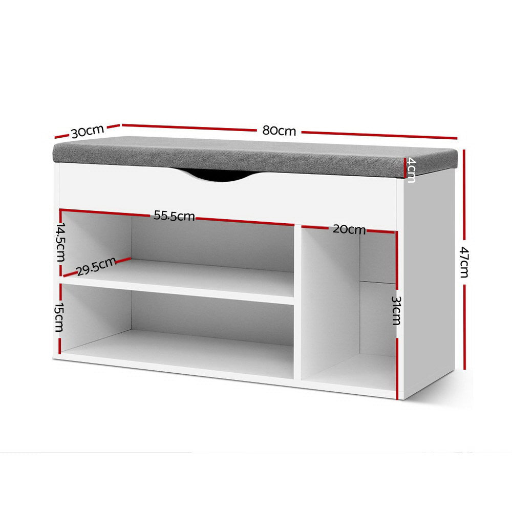 Shoe Cabinet Bench Shoes Organiser Storage Rack Shelf White Cupboard Box - image2