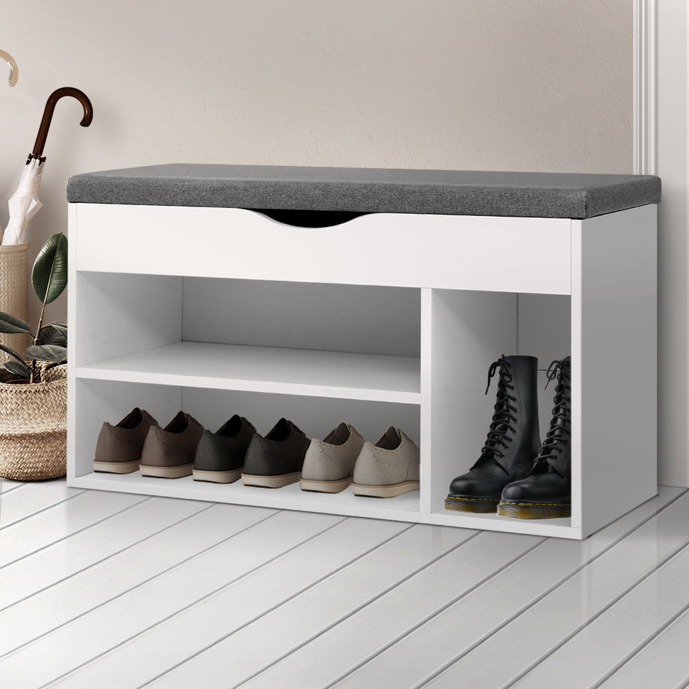 Shoe Cabinet Bench Shoes Organiser Storage Rack Shelf White Cupboard Box - image9