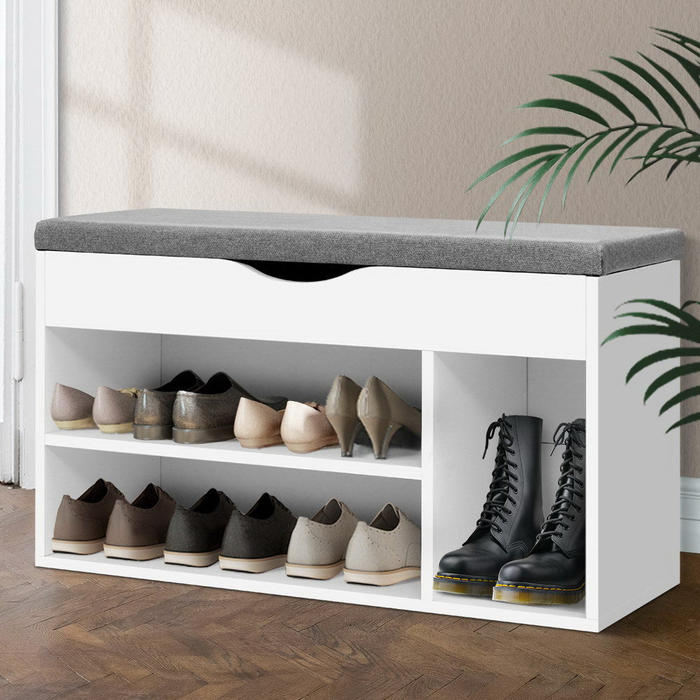 Shoe Cabinet Bench Shoes Organiser Storage Rack Shelf White Cupboard Box - image7