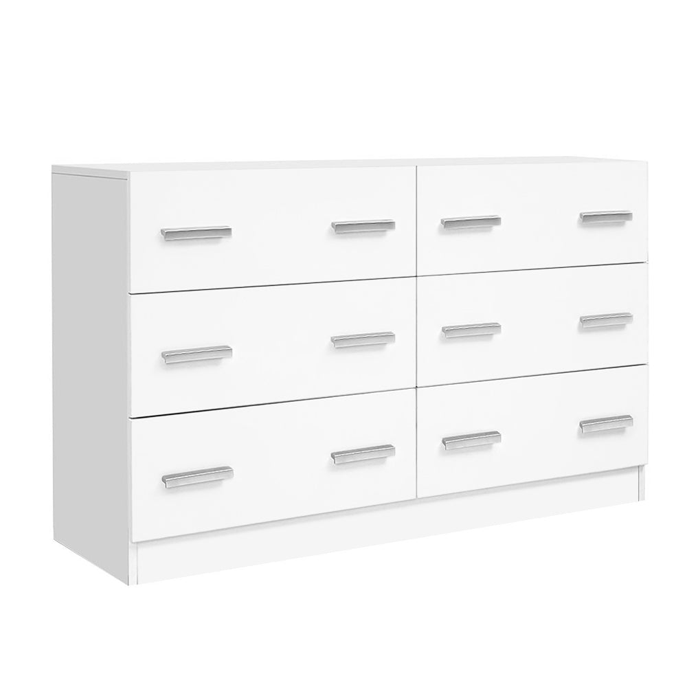 6 Chest of Drawers Cabinet Dresser Tallboy Lowboy Storage Bedroom White - image1