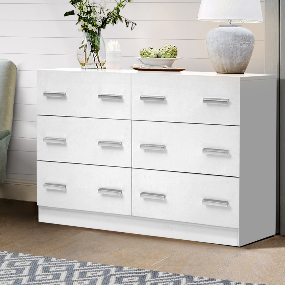 6 Chest of Drawers Cabinet Dresser Tallboy Lowboy Storage Bedroom White - image8
