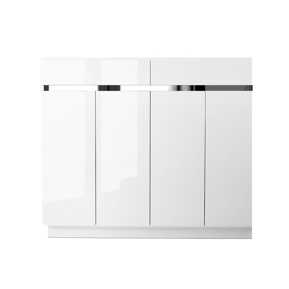 120cm Shoe Cabinet Shoes Storage Rack High Gloss Cupboard White Drawers - image3