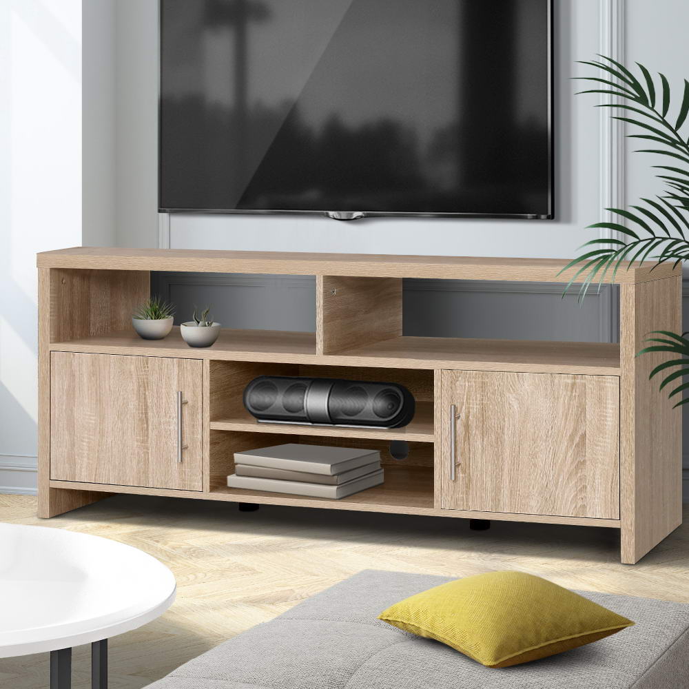 TV Cabinet Entertainment Unit Stand Storage Shelf Sideboard 140cm Oak - image7