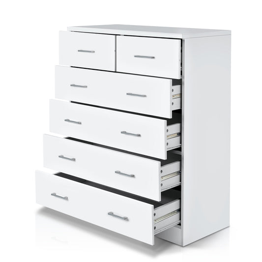 Tallboy Dresser Table 6 Chest of Drawers Cabinet Bedroom Storage White - image1