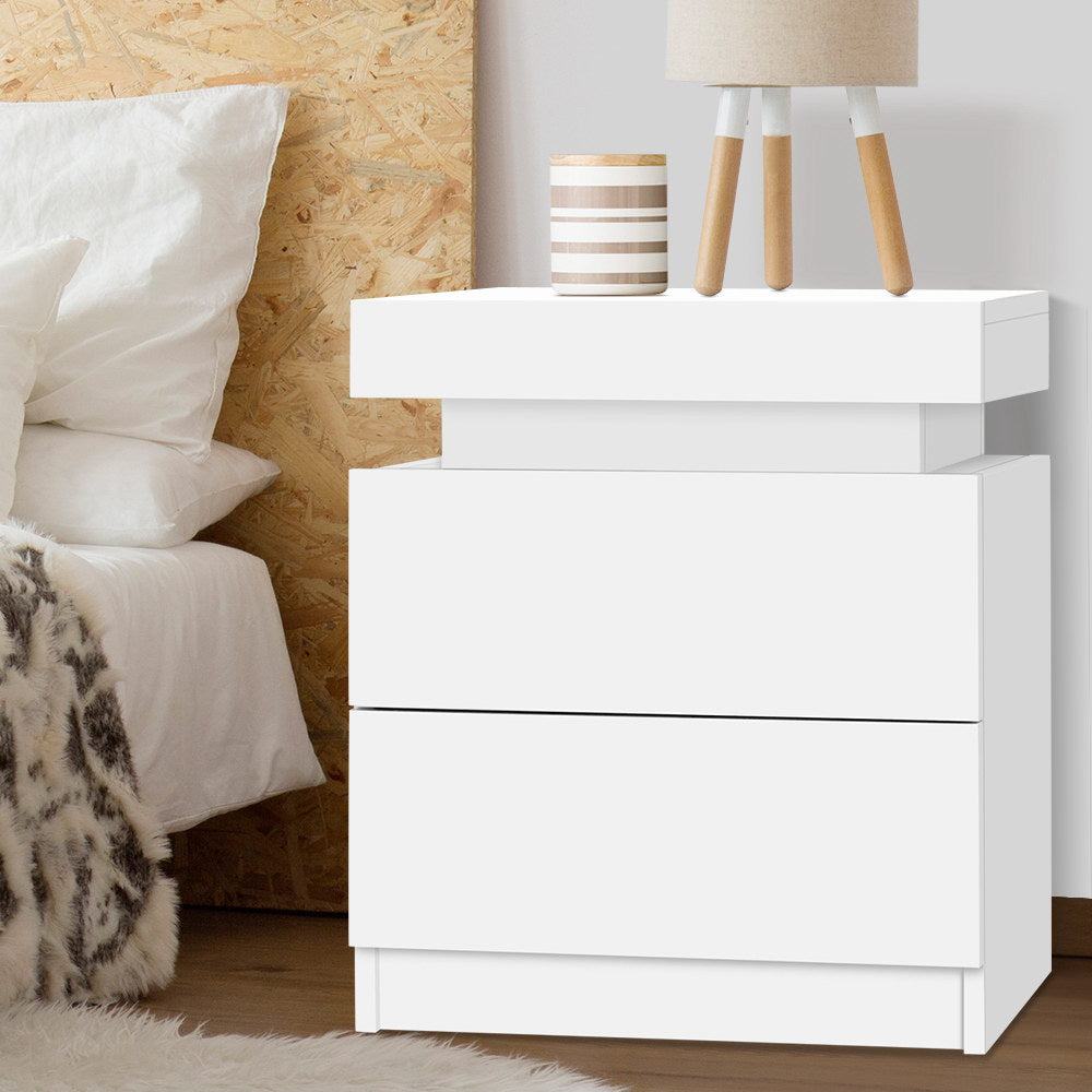 Bedside Tables 2 Drawers Side Table Storage Nightstand White Bedroom Wood - image7