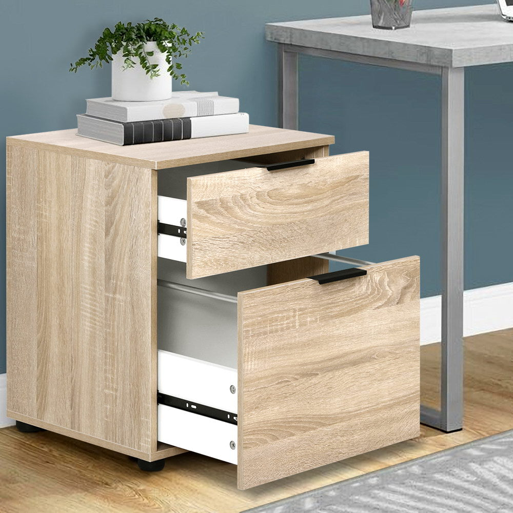 2 Drawer Filing Cabinet Office Shelves Storage Drawers Cupboard Wood File Home - image7