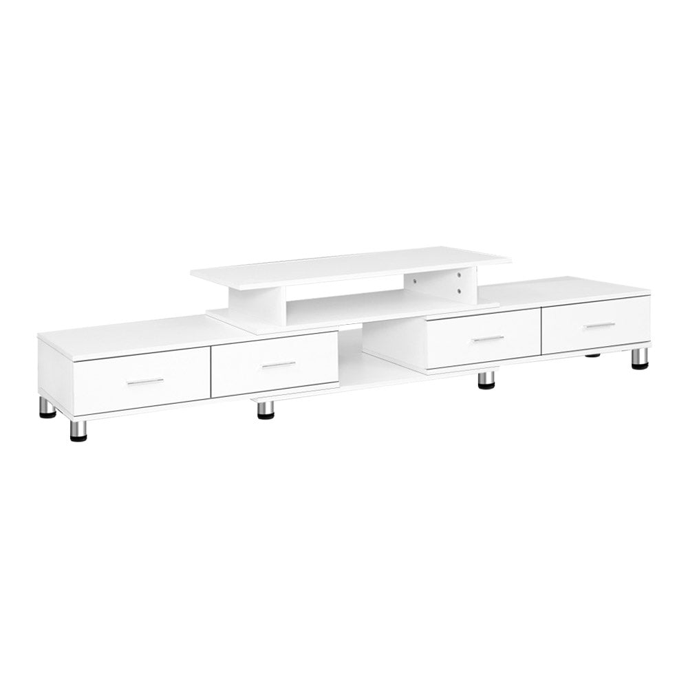 TV Cabinet Entertainment Unit Stand Wooden 160CM To 220CM Lowline Storage Drawers White - image1