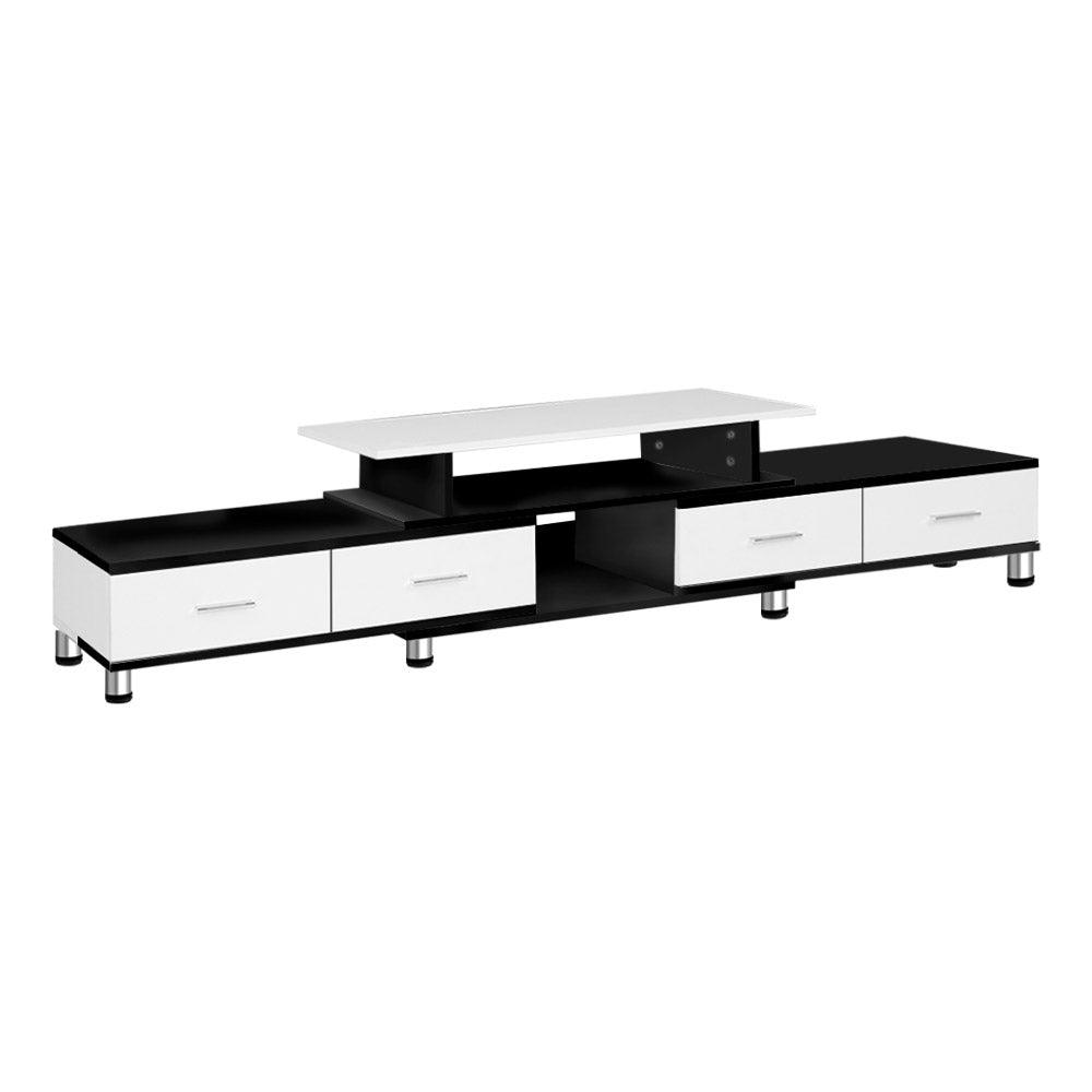 TV Cabinet Entertainment Unit Stand Wooden 160CM To 220CM Storage Drawers Black White - image1