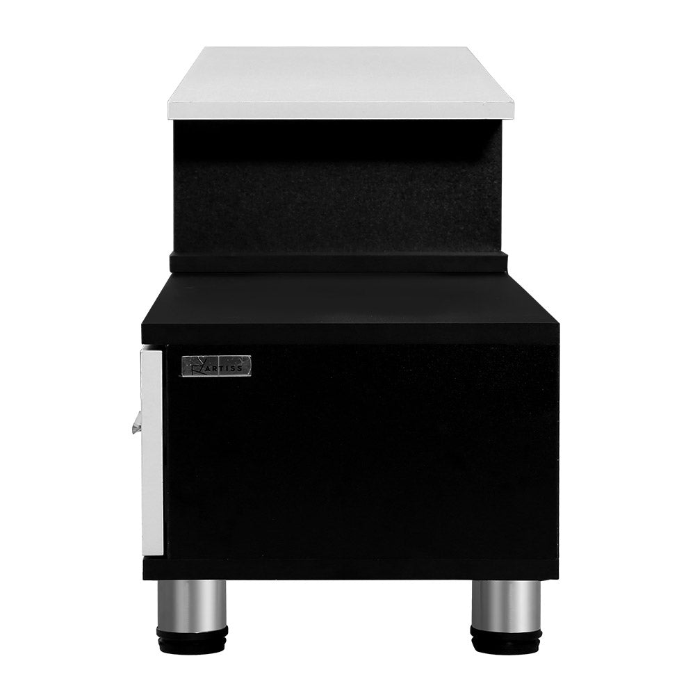 TV Cabinet Entertainment Unit Stand Wooden 160CM To 220CM Storage Drawers Black White - image4